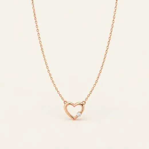 Rose Gold Heart Pendant, 18K