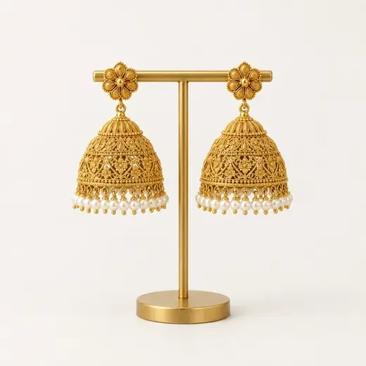 Pearl Gold Jhumkas, 22K