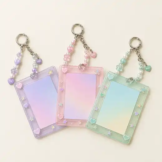 Pastel Photocard Toploader Keychain Set of 3